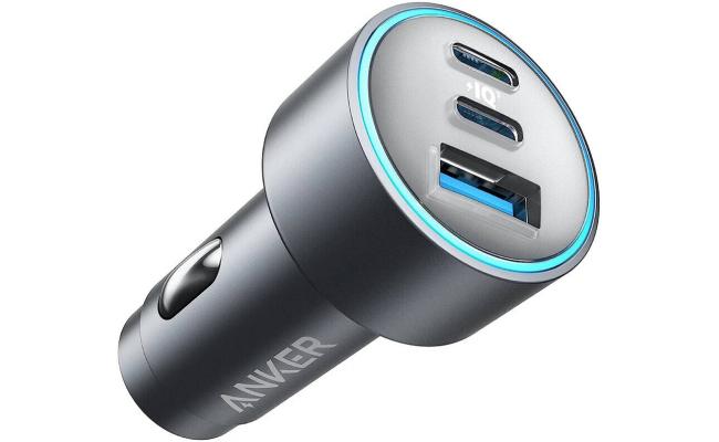Anker Car Charger, 67W Power, 3 Port Power IQ 3.0 Fast Charging Adapter, Dual USB C And USB A Ports, Compact Design, Active Shield 2.0 Safety System - Black